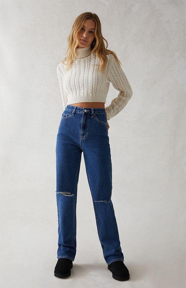 Womens Ripped 90s Boyfriend Jeans - Product Image