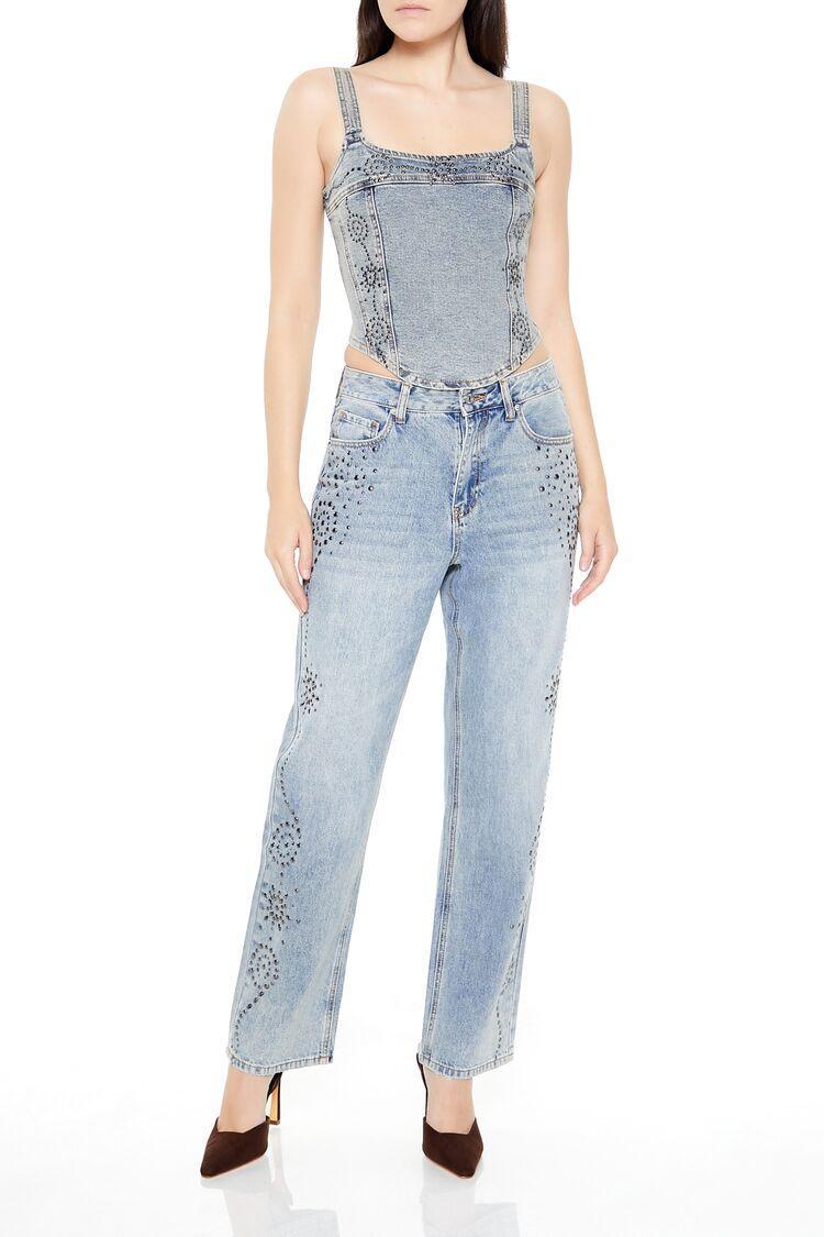 Studded High-Rise Straight Jeans | Forever 21 Product Image