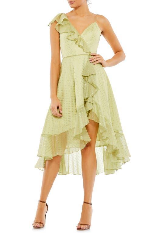 Ieena for Mac Duggal Ruffle Faux Wrap Cocktail Midi Dress Product Image