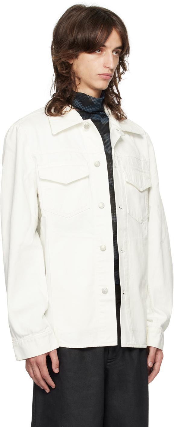 DRIES VAN NOTEN White Waxed Denim Jacket In Off White 8 Product Image