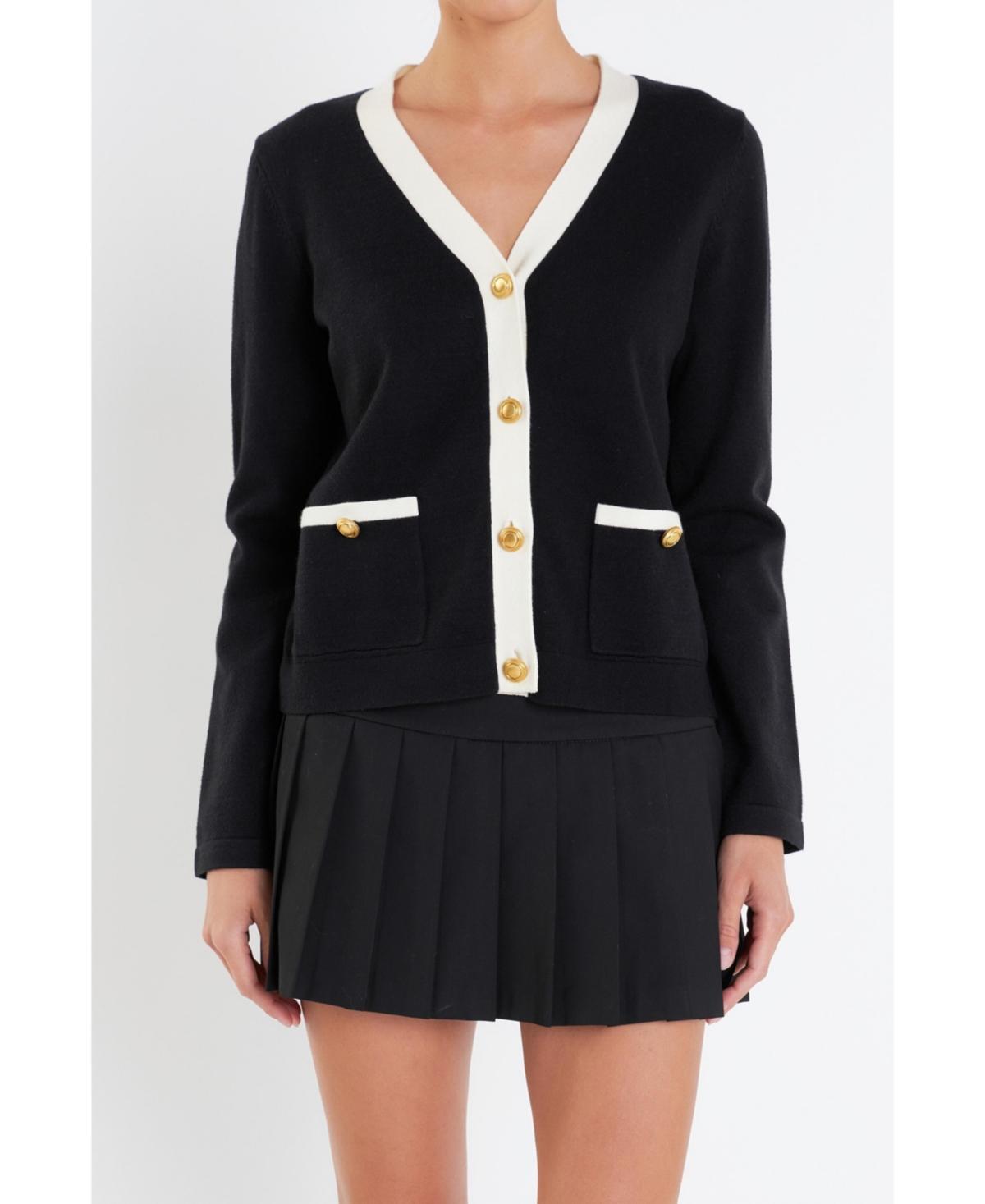 English Factory Womens Colorblock Knit Cardigan Product Image