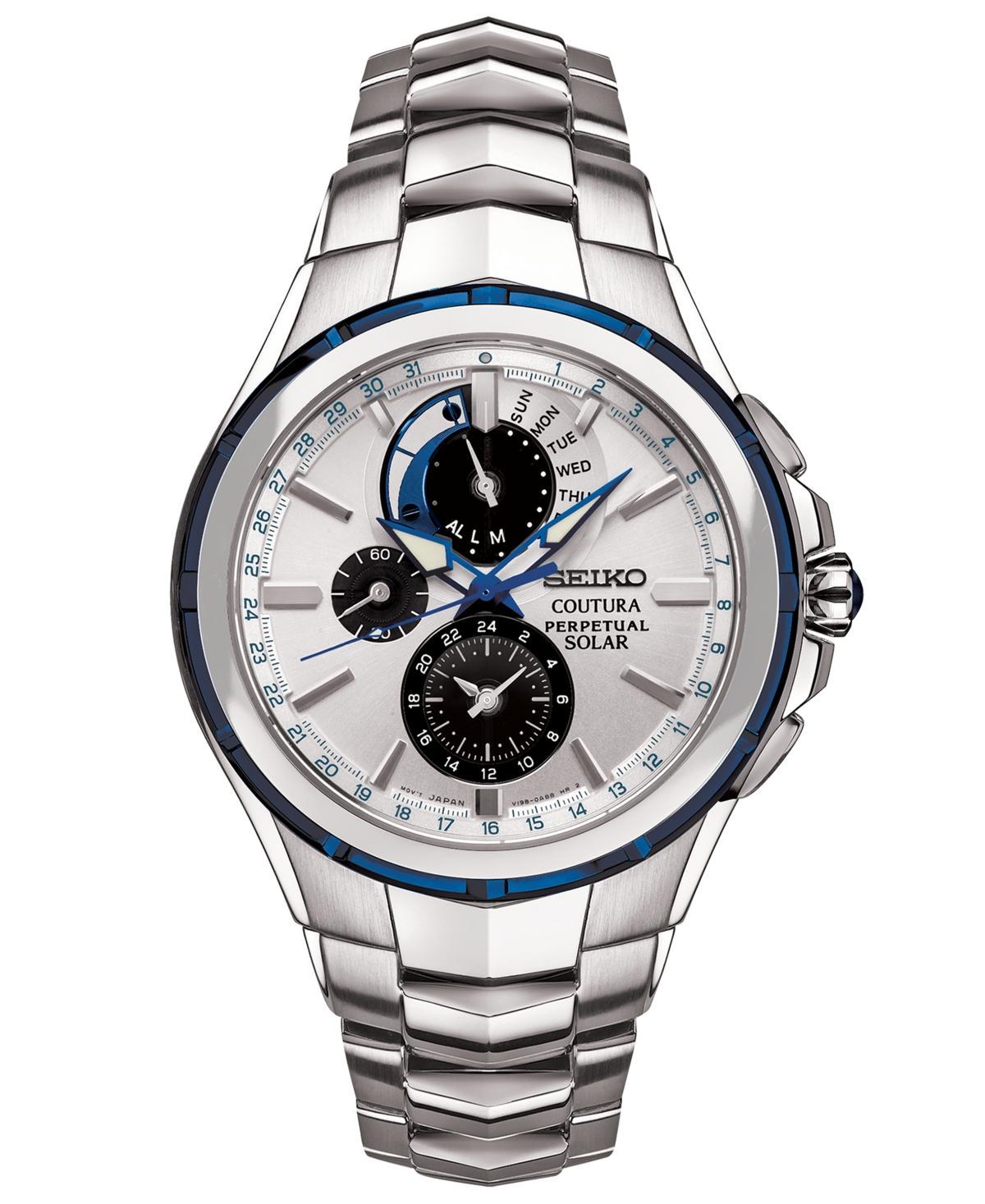 Seiko Mens Solar Coutura Chronograph Stainless Steel Bracelet Watch 44mm Product Image