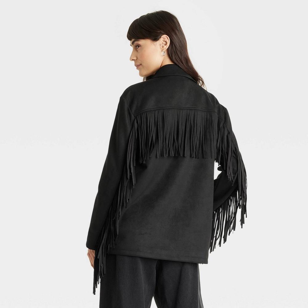 Women's Fringe Jacket - Universal Thread™ Black Product Image