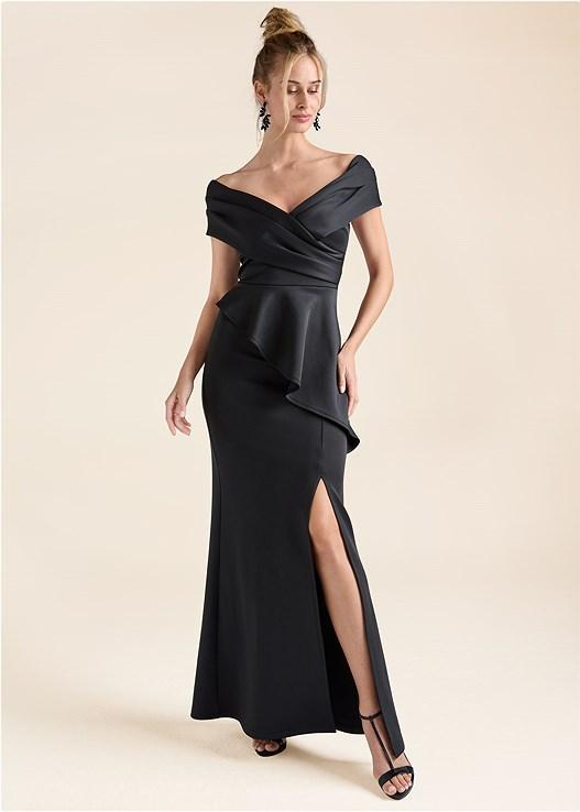 Off The Shoulder Ruffle Gown Product Image