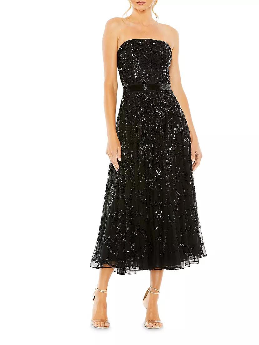 Embellished Mesh Strapless Midi-Dress Product Image