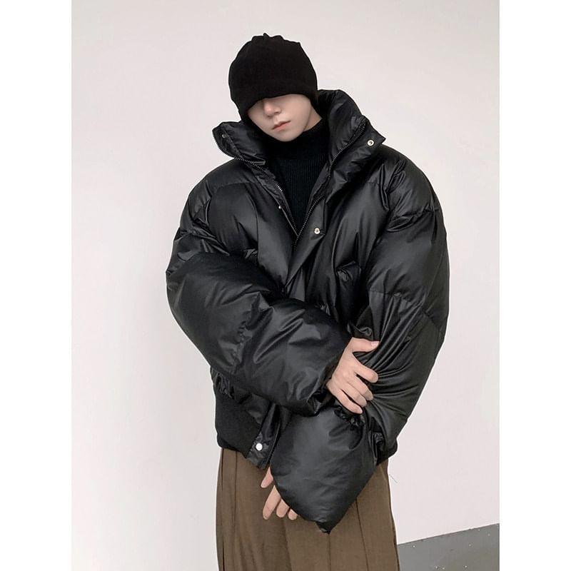 Stand Collar Plain Oversized Puffer Jacket Product Image