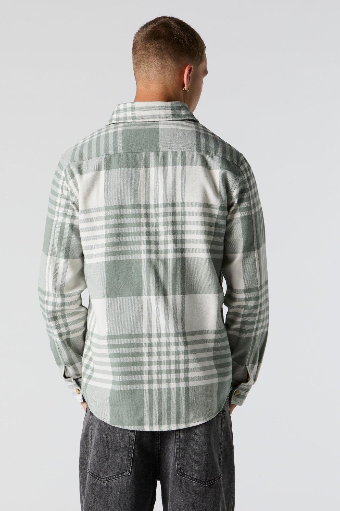 Plaid Hooded Flannel Long Sleeve Top Male Product Image