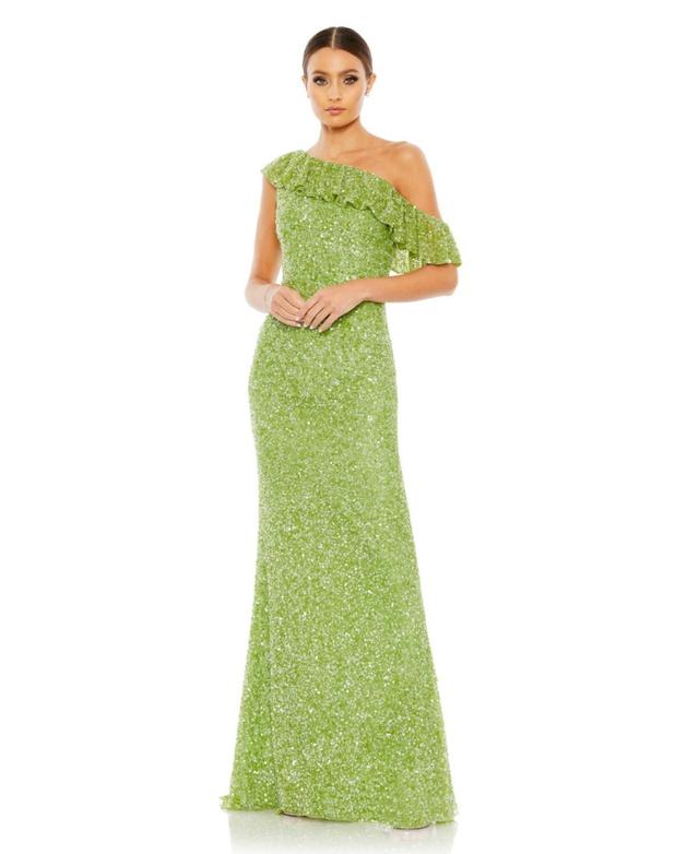 Womens Sequined Drop Shoulder Trumpet Gown Product Image