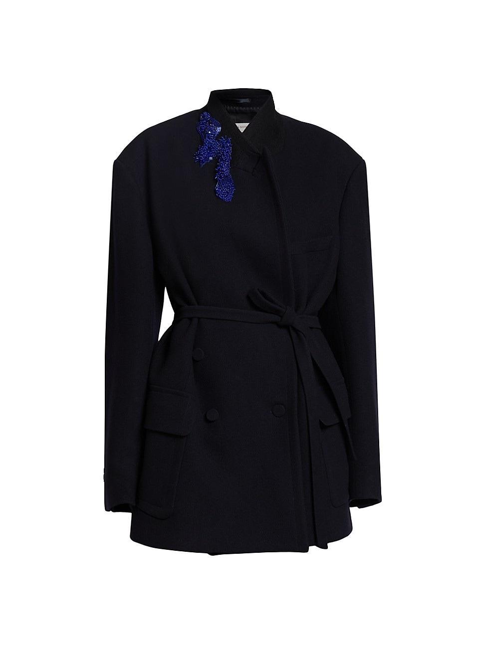 Womens Bless Embellished Wool Double-Breasted Jacket Product Image