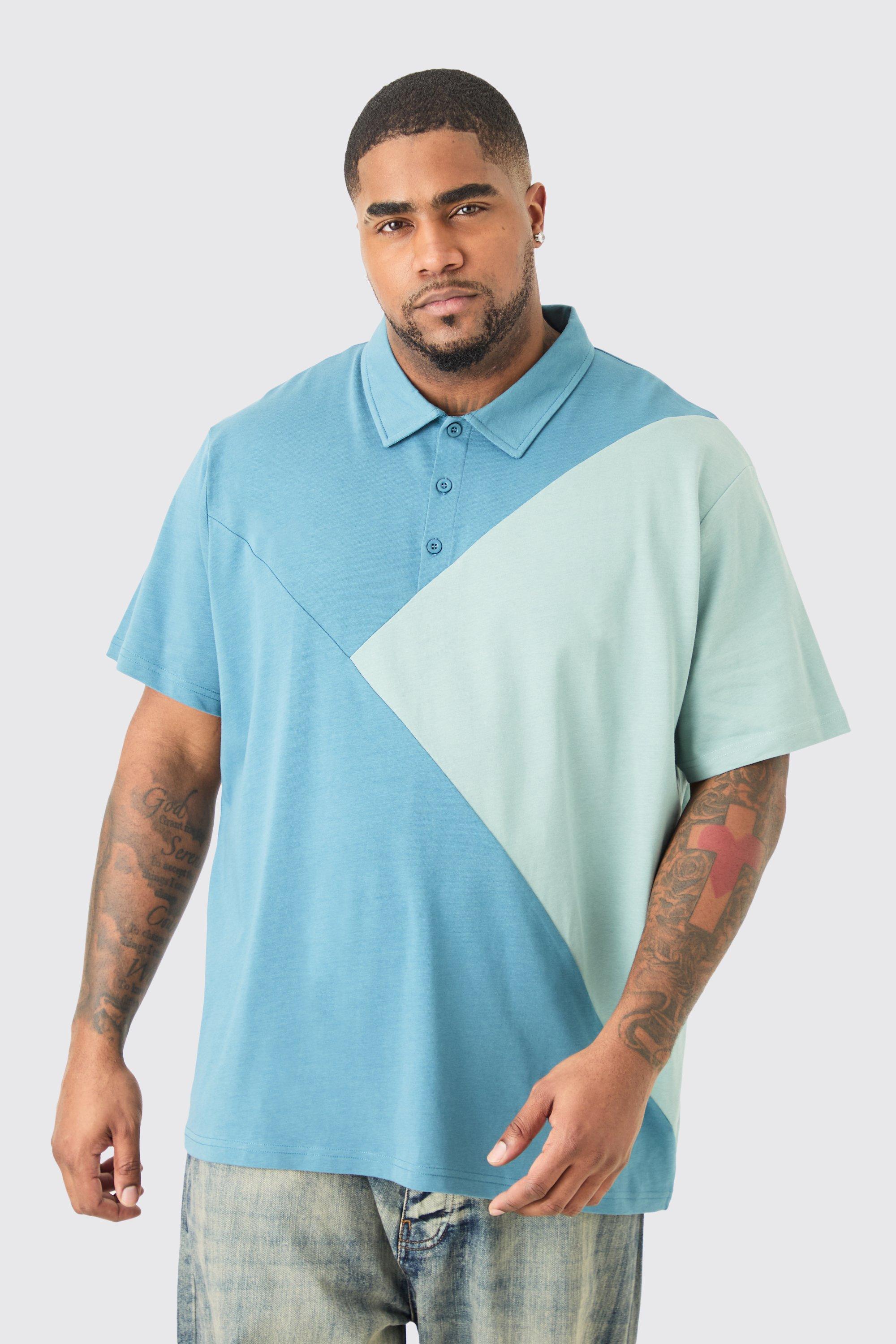 Plus Colour Block Polo | boohooMAN USA Product Image