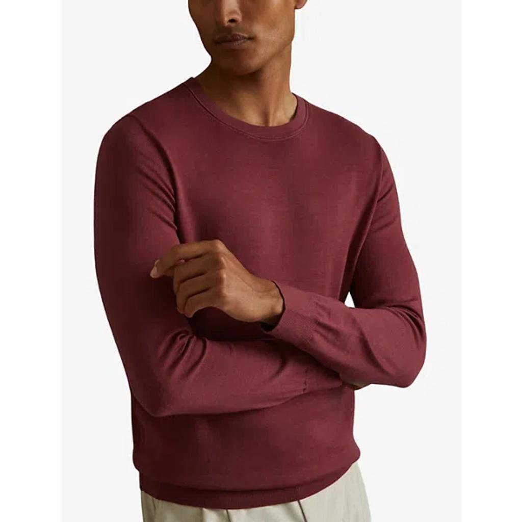 REISS Wessex Merino Wool Slim Fit Sweater In Cherry Pink Product Image