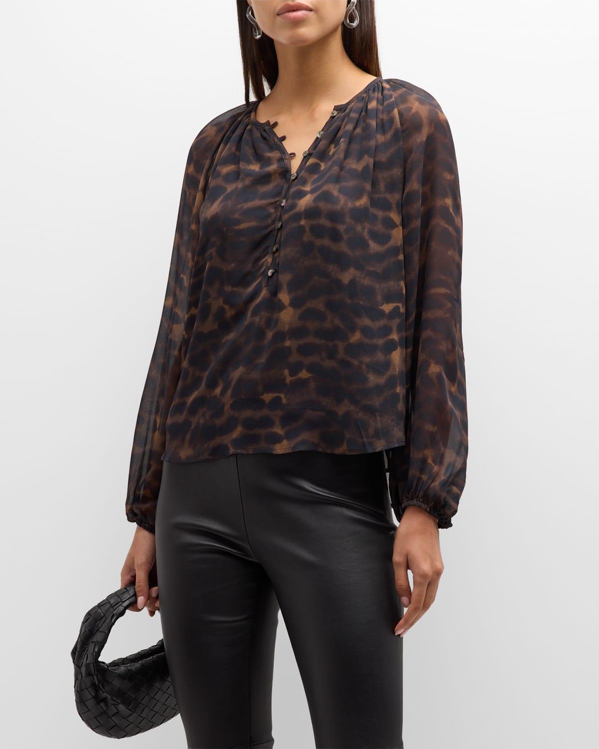 Womens Indi Sheer Leopard Blouse product image