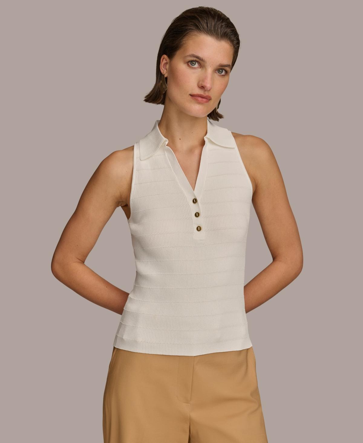 Women's Sleeveless Sweater Knit Polo Product Image