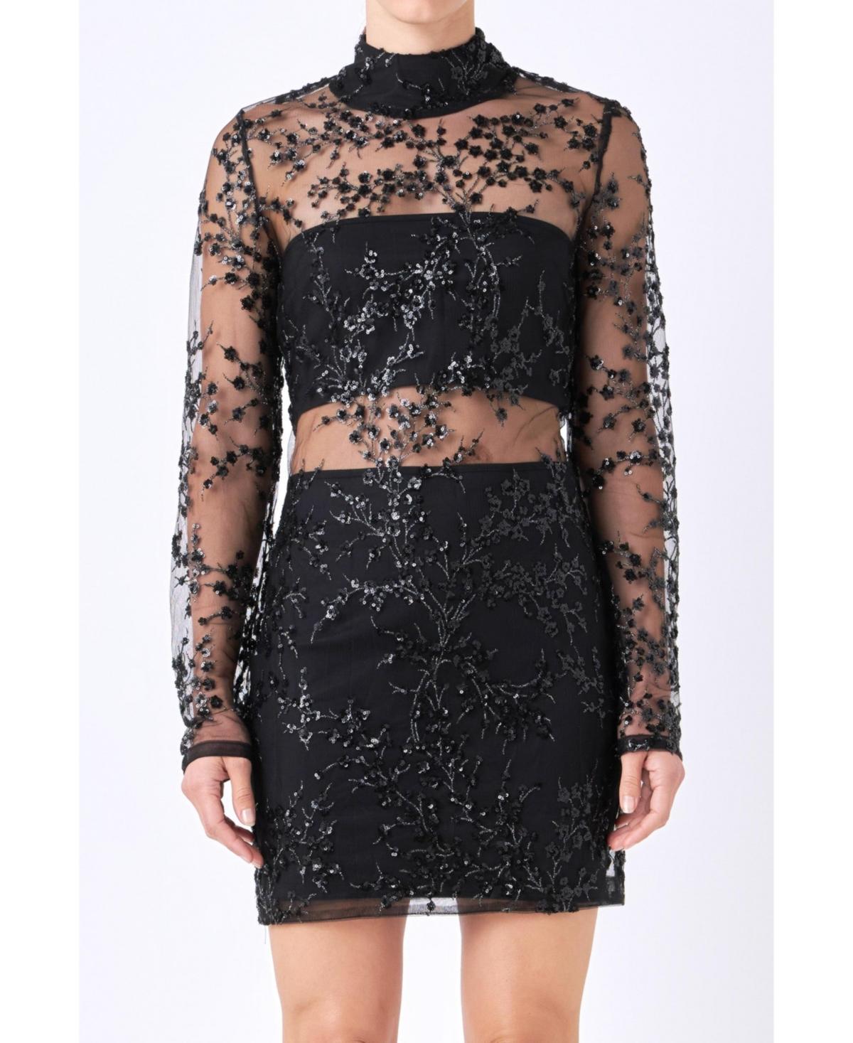 endless rose Womens Sequins Embroidered Mini Dress Product Image