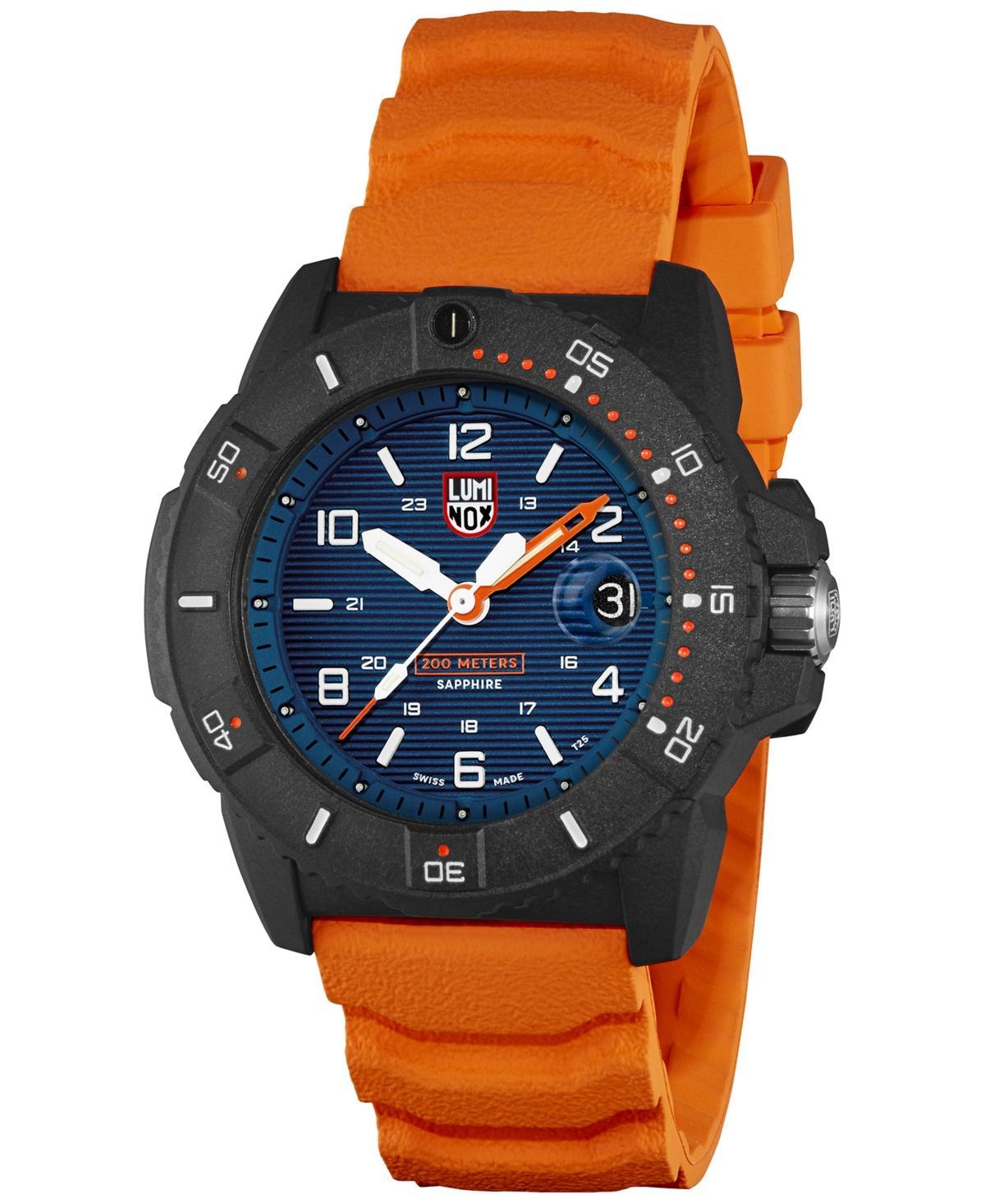 Luminox Mens Swiss Navy Seal Magnifying Glass Dive Orange Rubber Strap Watch 45mm Product Image