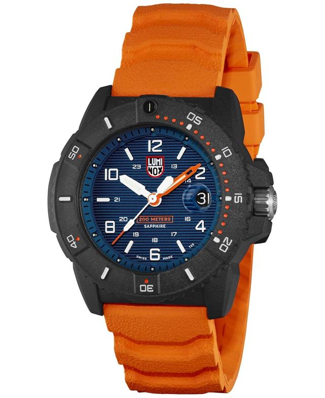 Luminox Mens Swiss Navy Seal Magnifying Glass Dive Orange Rubber Strap Watch 45mm Product Image