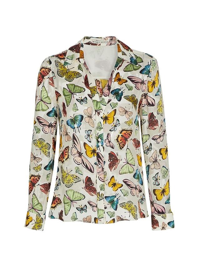 Womens Eloise Butterfly Silk-Blend Blouse Product Image