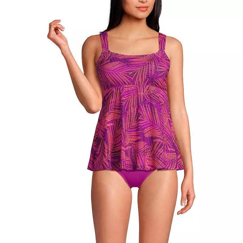 Petite Lands End Comfort Flutter Scoop Neck Tankini Swim Top, Womens Purple Stipple Palm Product Image