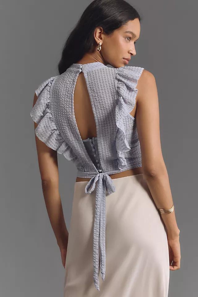 Maeve Cropped Ruffle Mesh Top Product Image