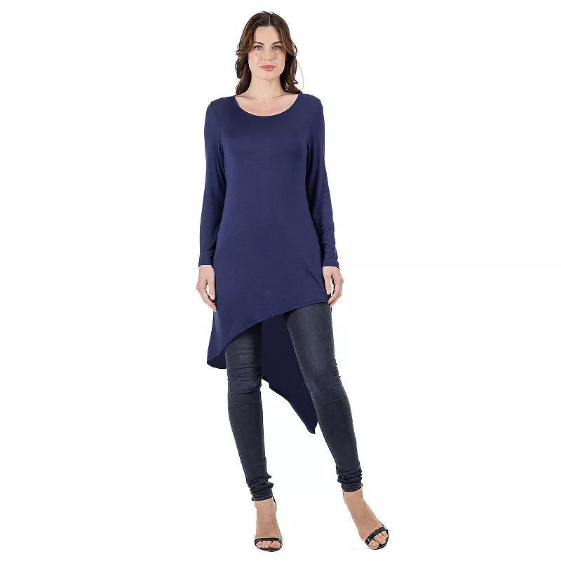 Womens 24Seven Comfort Apparel Long Sleeve Knee Length Asymmetrical Tunic Top Product Image