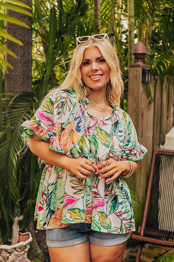 Tropical Treasures Shift Top in Ivory Curves Product Image