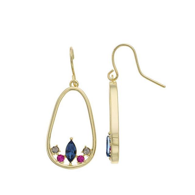 Brilliance Gold Tone Multicolor Crystal Cluster Oblong Drop Earrings, Womens Product Image