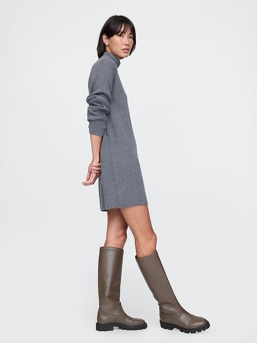 CashSoft Rib Turtleneck Mini Sweater Dress Product Image