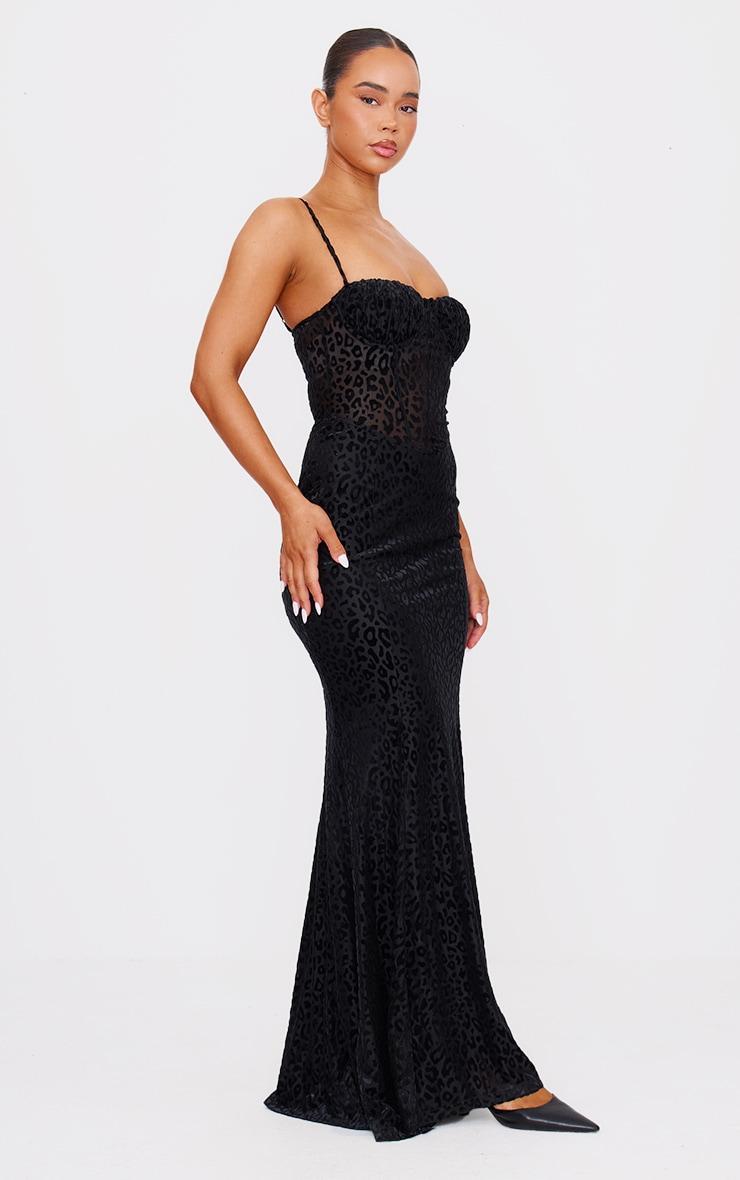 Black Animal Devore Maxi Dress Product Image