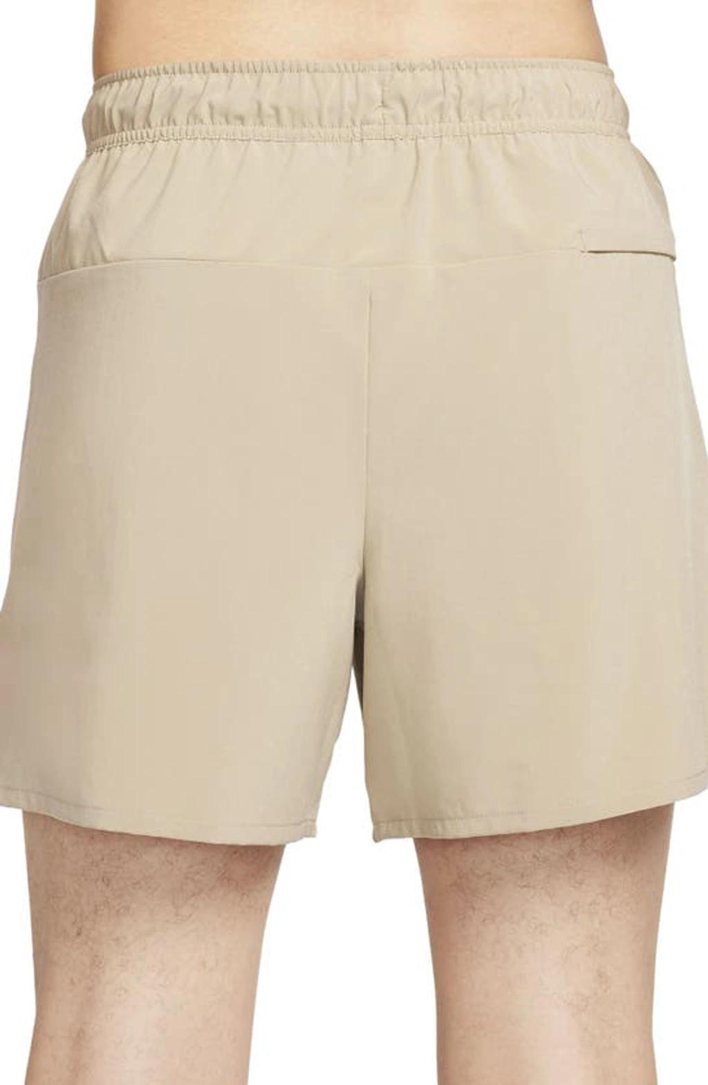 NIKE Men's Unlimited Dri-fit 5" Unlined Versatile Shorts In Khaki/black/khaki Product Image