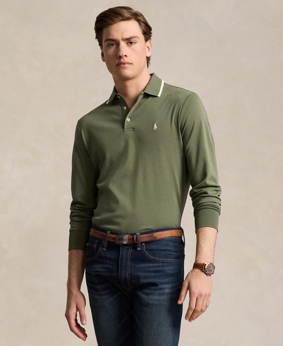 POLO RALPH LAUREN Custom Slim Fit Soft Cotton Polo Shirt In Olive Product Image