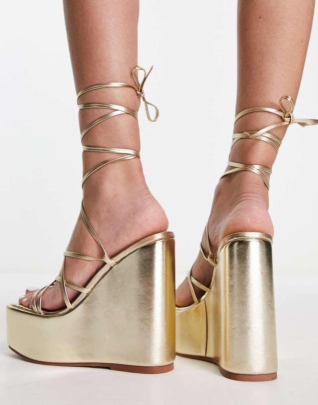 ASOS DESIGN Tanon tie leg wedges Product Image