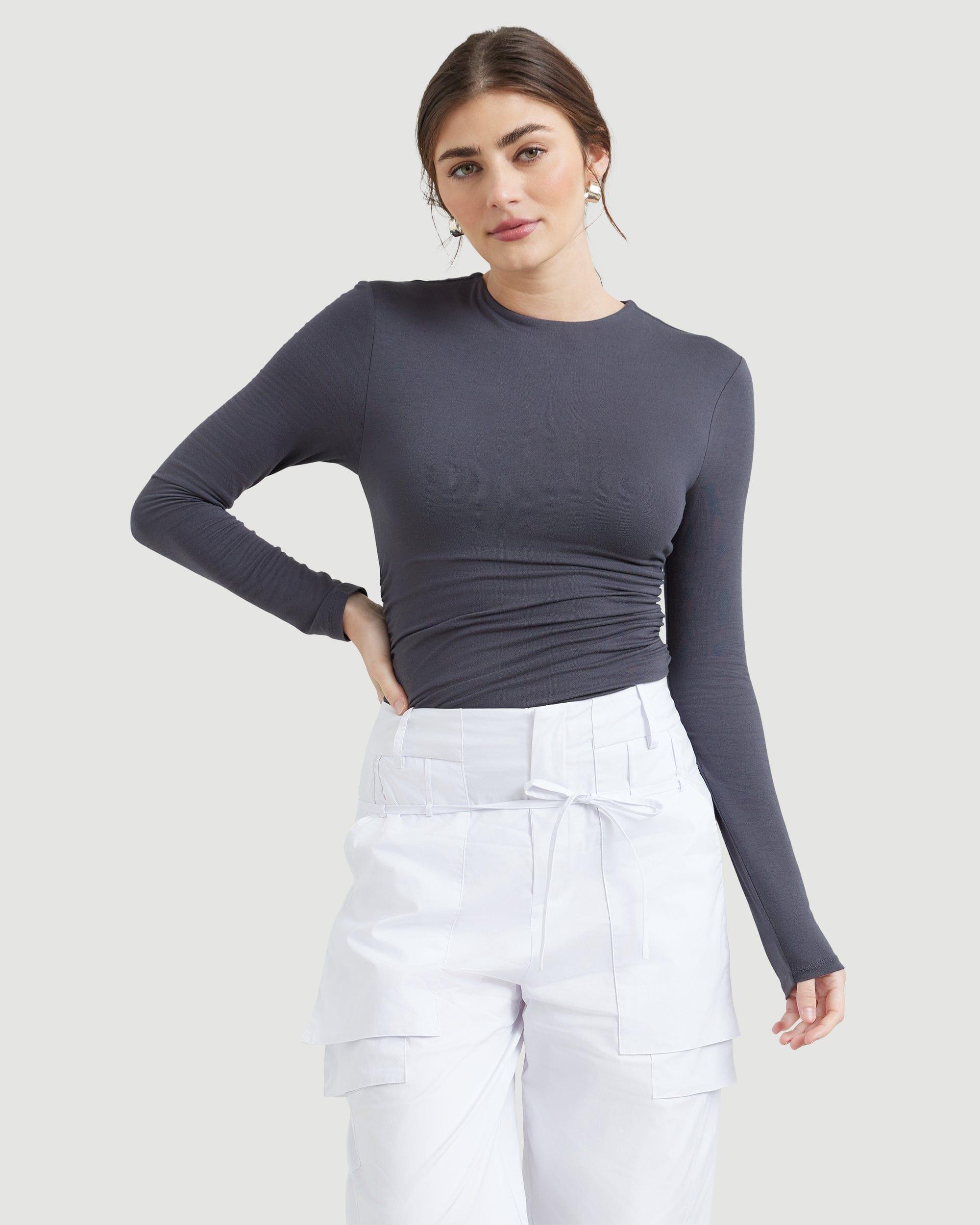 Mia Ruched Long-Sleeve Tee Product Image