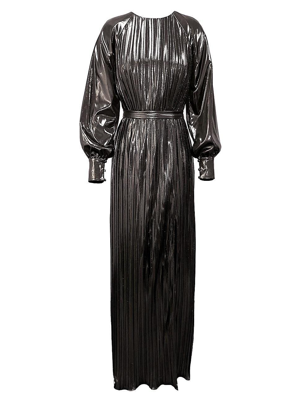 Dress the Population Calista Metallic Jacquard Stripe Long Sleeve Gown Product Image