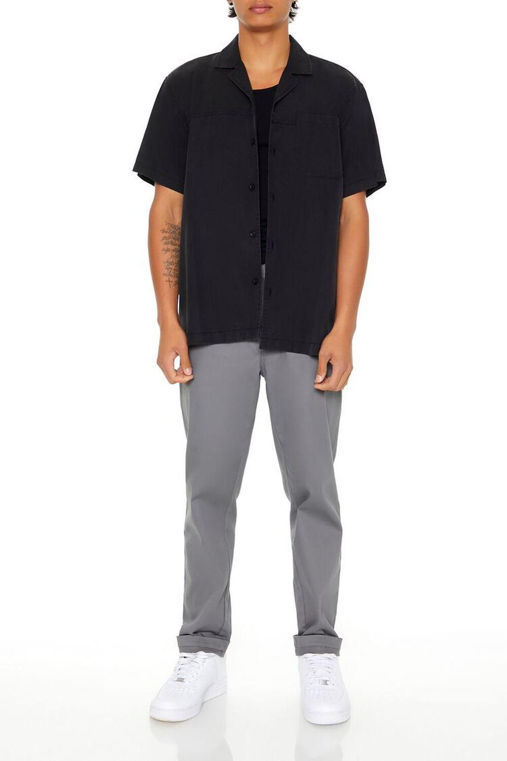 Washed Cuban-Collar Shirt | Forever 21 Product Image