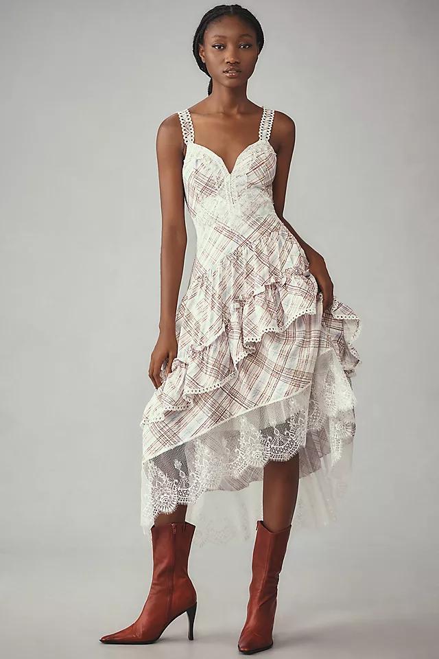 The Bobbi Asymmetrical Ruffle Tiered Midi Dress Product Image