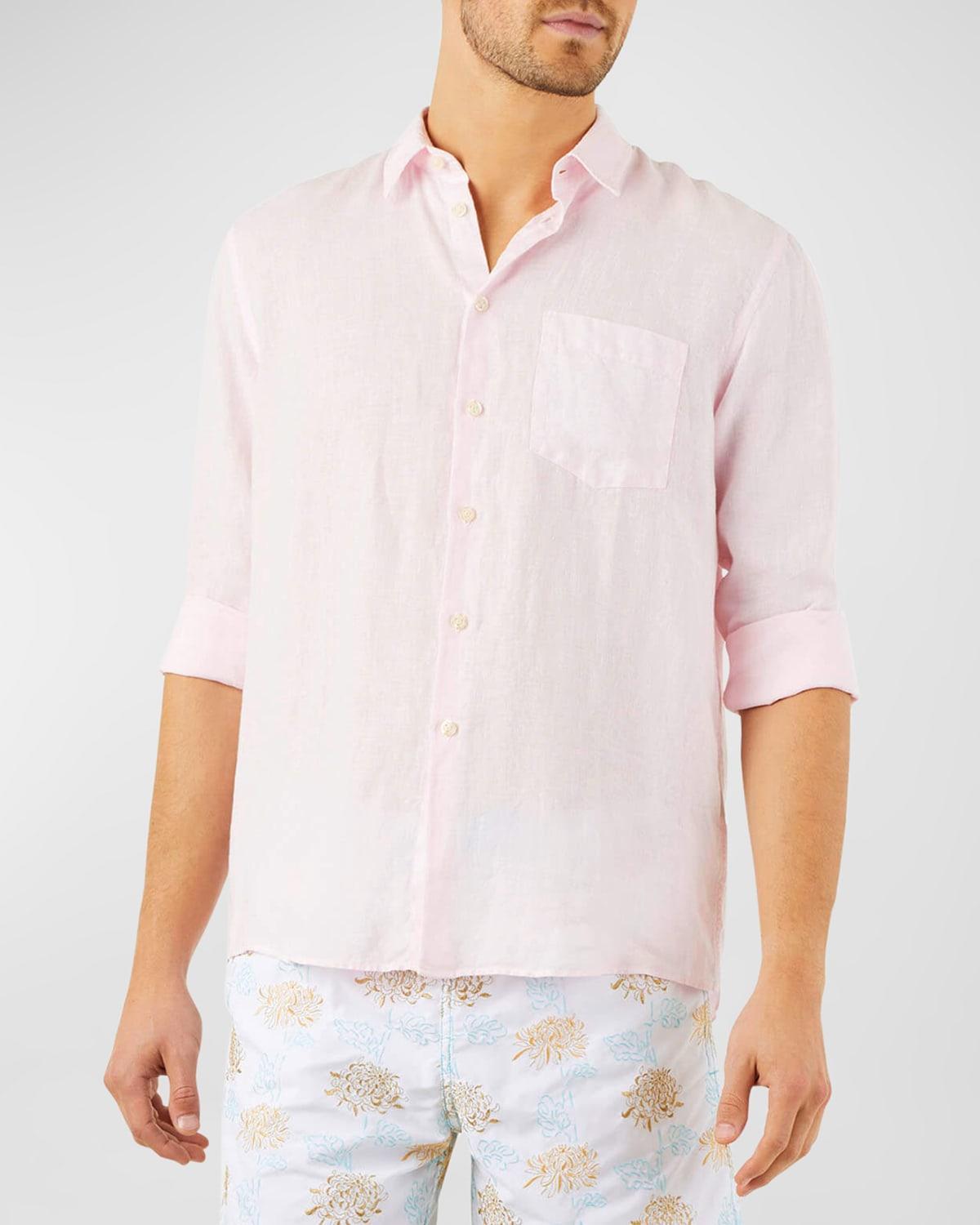 Mens Long-Sleeve Linen Shirt Product Image