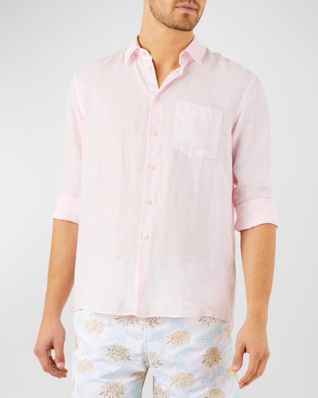 Mens Long-Sleeve Linen Shirt Product Image