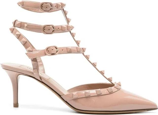 VALENTINO GARAVANI Women's Rockstud Leather Slingback Pumps In Powder Product Image