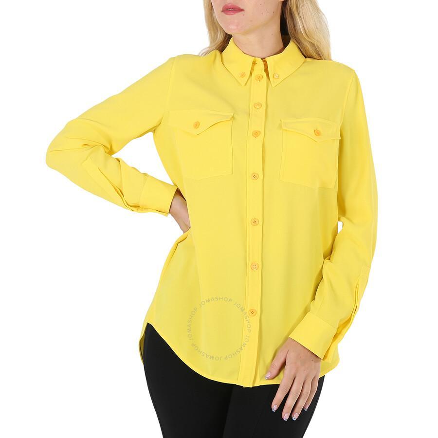 BURBERRY Ladies Pale Tulip Yellow Long-sleeve Button-down Classic Shirt Product Image