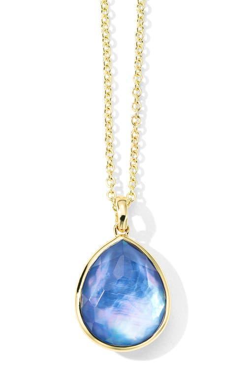 18K Gold Rock Candy Medium Teardrop Pendant Necklace in Rock Crystal MOP and Product Image