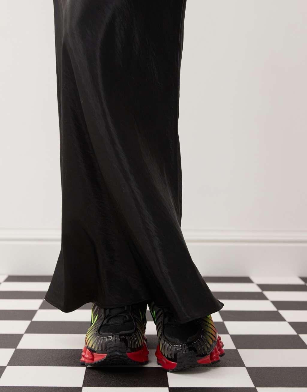 COLLUSION satin slip maxi skirt in black Product Image