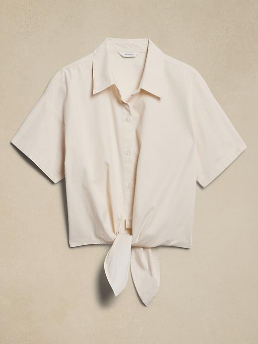 Poplin Tie-Front Shirt Product Image