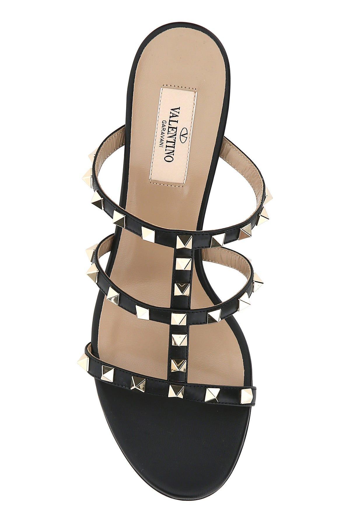 VALENTINO GARAVANI Black Leather Rockstud Mules Product Image