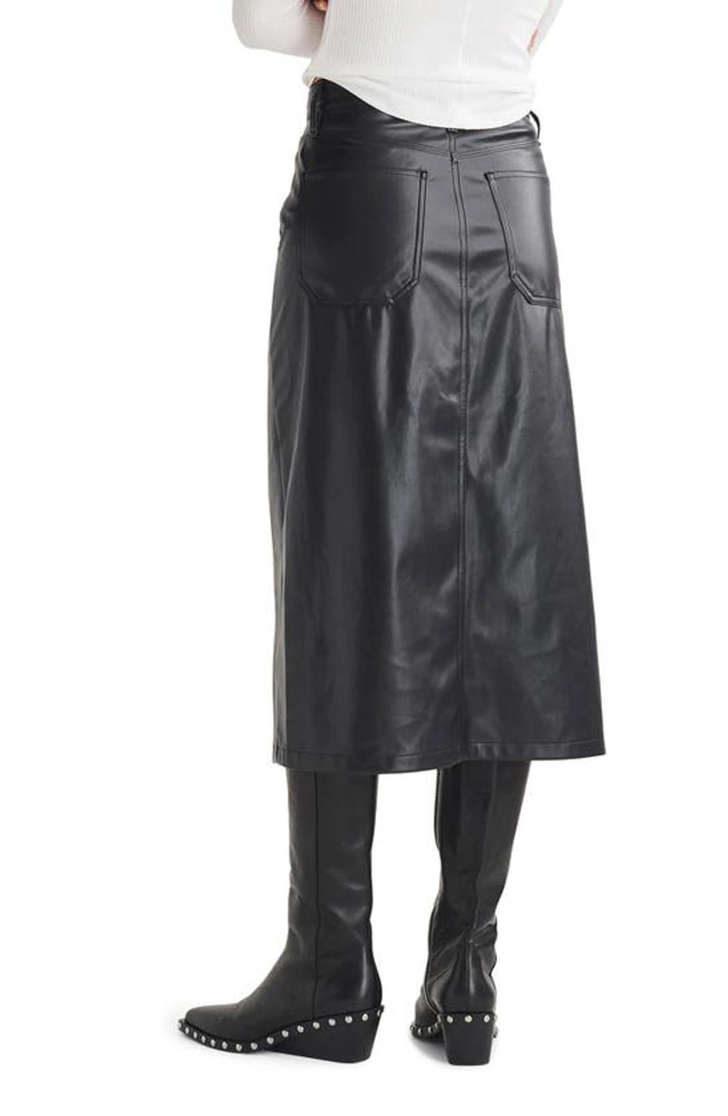 Sid Faux-leather Midi Skirt In Black Product Image