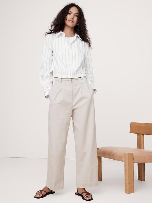 Poplin Cinched-Hem Cropped Shirt product image