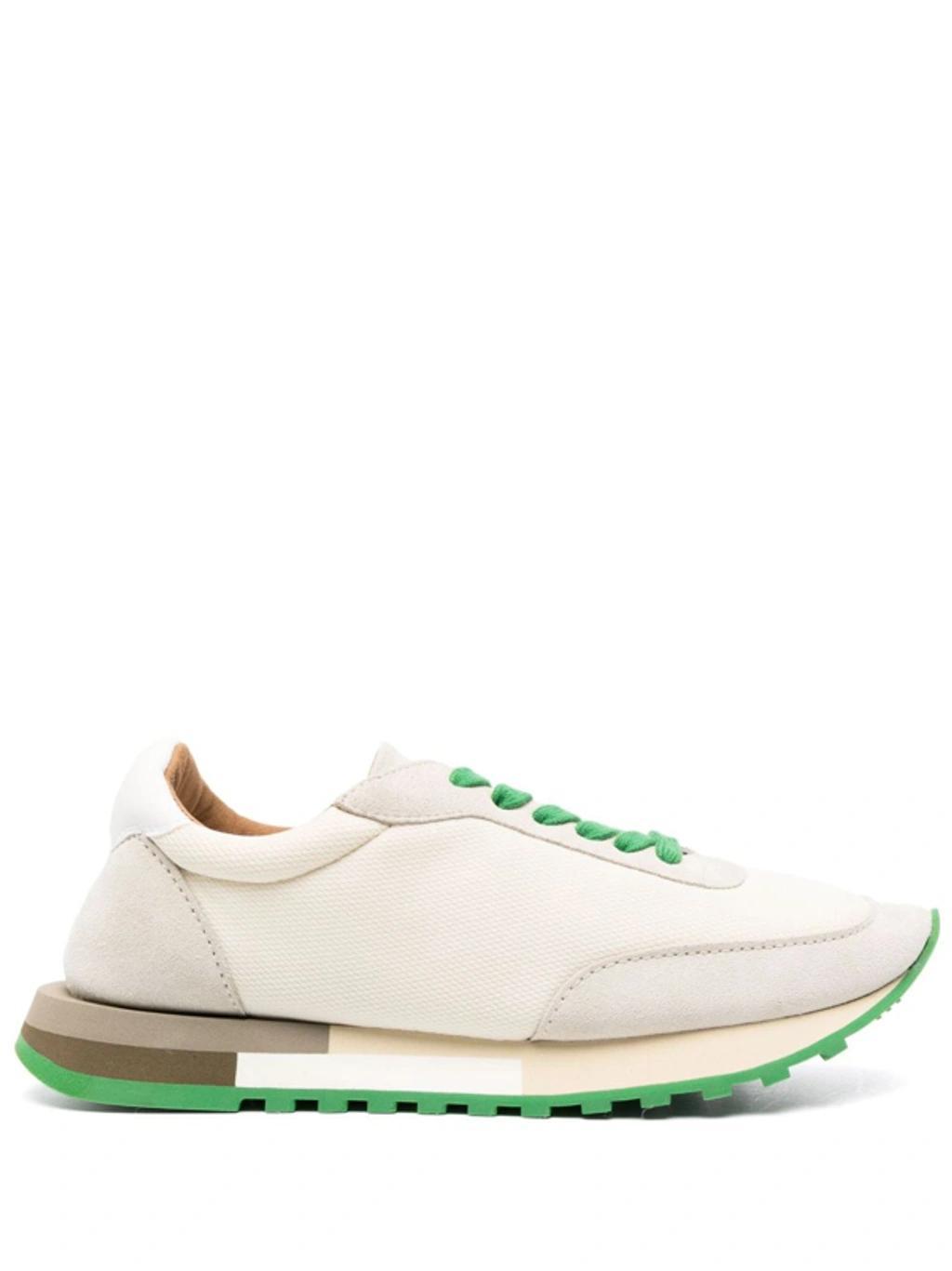 THE ROW Owen Color-block Mesh And Suede Sneakers In Ivory Green Product Image