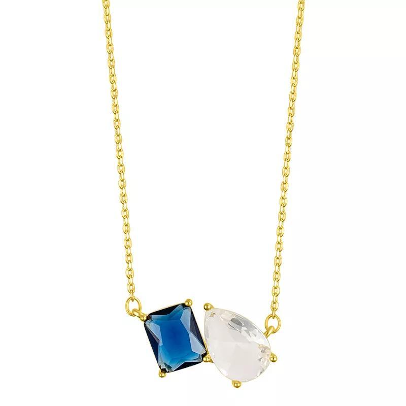 Adornia 14k Gold Tone Double Stone Necklace, Womens Blue Product Image