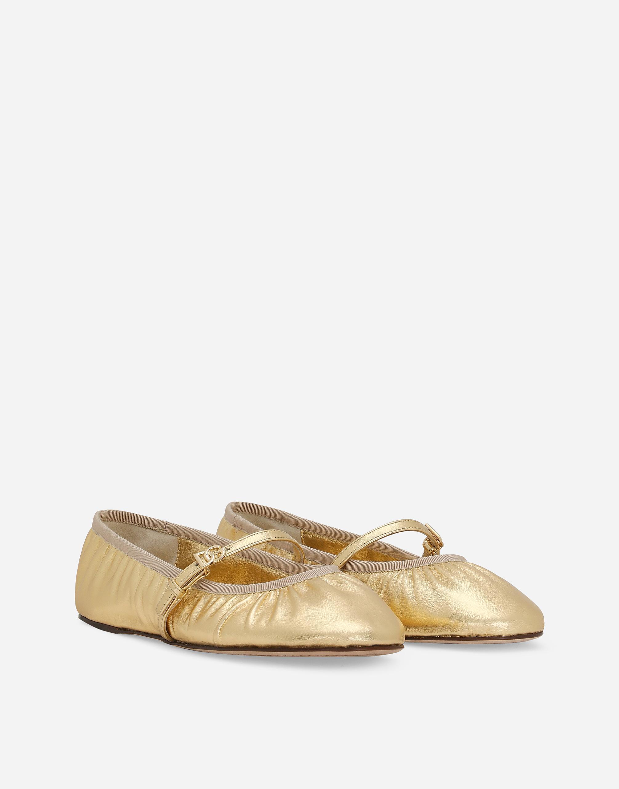 DOLCE & GABBANA Nappa Mordore Ballet Flats In Gold Product Image