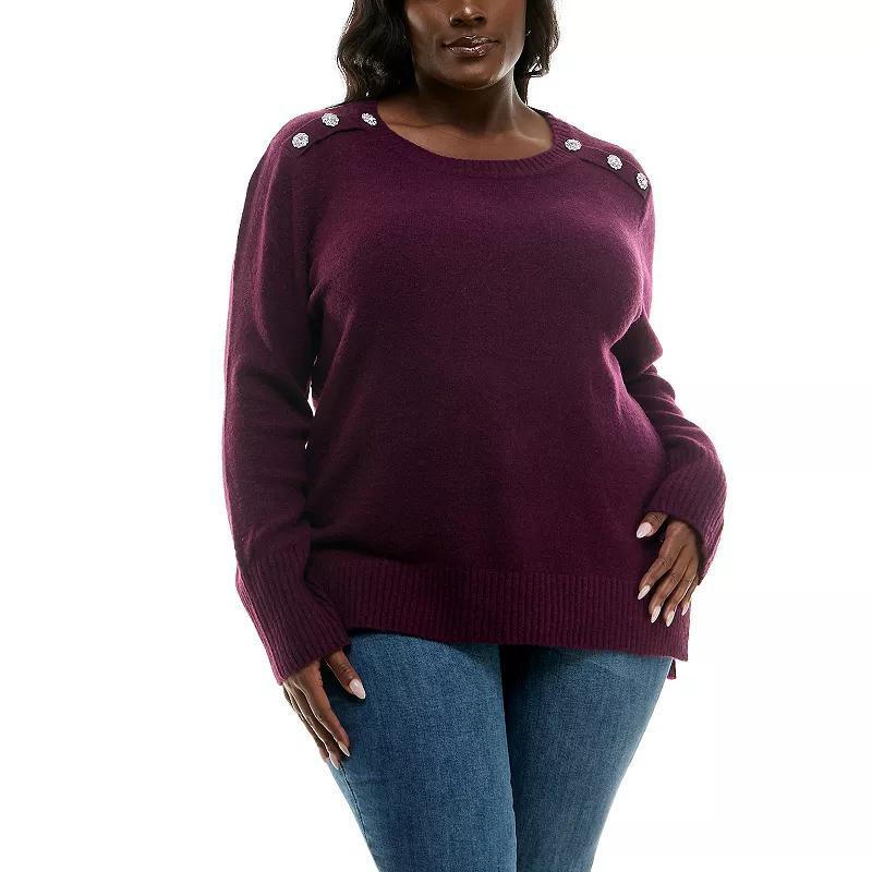 Plus Size Nina Leonard Hi-Low Sweater, Womens Pickled Red product image