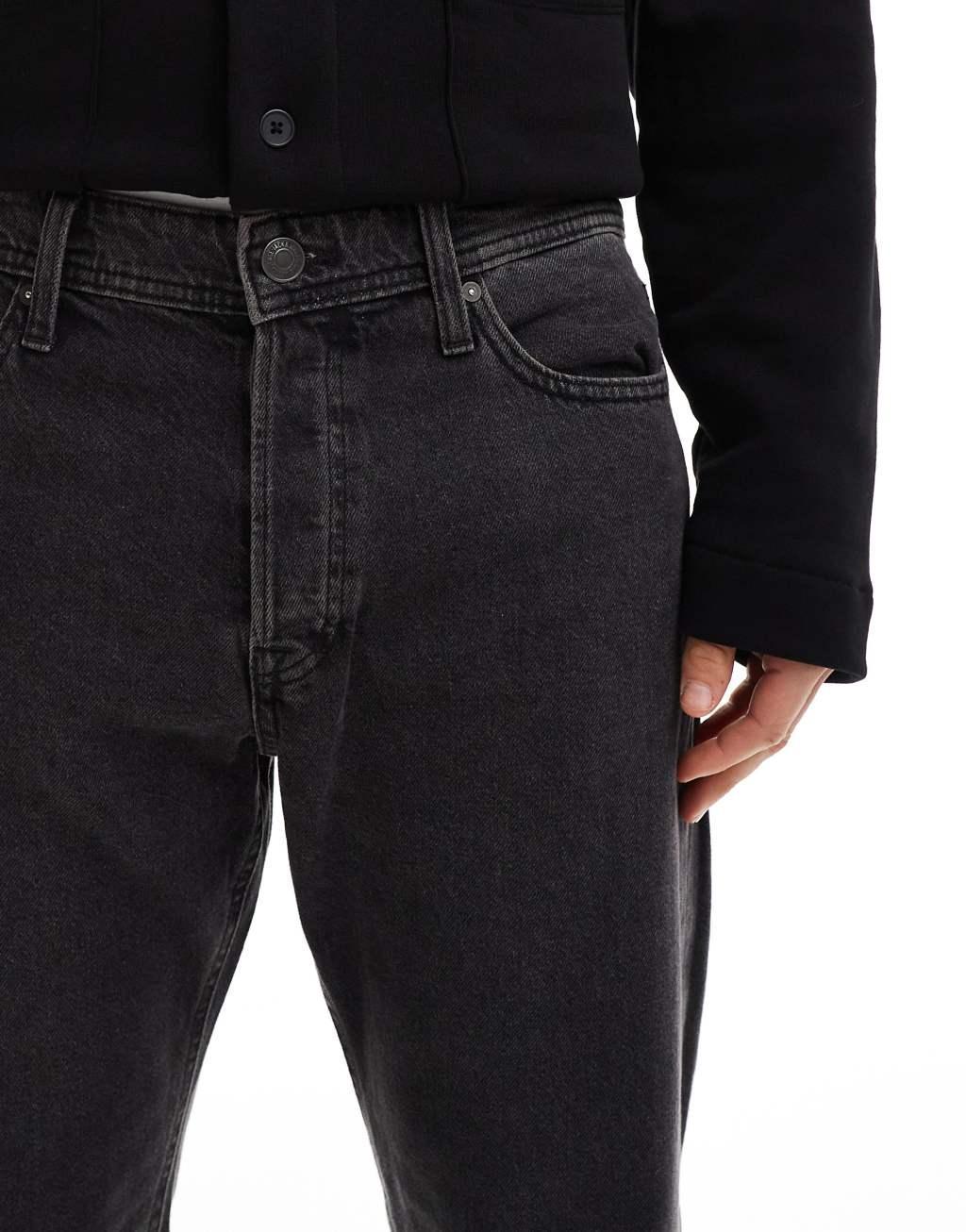 Jack & Jones Chris straight leg jeans in washed black  Product Image